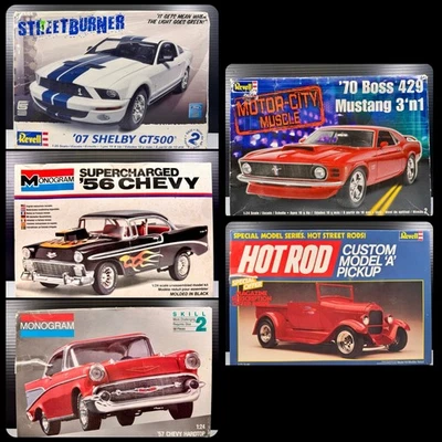 Buillders Lot of (5) 1:24 Scale Plastic Model Car Kits - Monogram & Revell DM2 - Image 1 of 4
