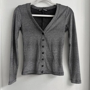 VTG BETSEY JOHNSON Lurex Metallic Gothic Witchy Cardigan 90s Y2K Small READ! - Picture 1 of 8