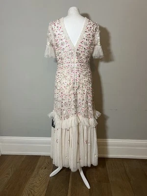 Vestido midi de tule marfim rosa agulha e linha tamanho 12 festa de casamento corridas - Imagem 1 de 4