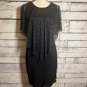 En Focus Studio schwarzes Abendkleid mit Glitzer-Drapierung, Größe 8 - Bild 1 von 6