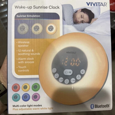 VIVITAR Sunrise Alarm Clock LED Light Multicolor  Bluetooth 🎶 Speaker FM Radio - Image 1 of 4