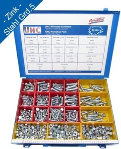 UNC Zollschrauben Sortiment 529 Tlg. Stahl Grade 5 verzinkt - Picture 1 of 4