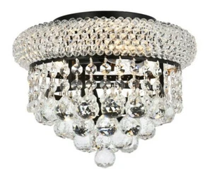 Crystal Flush Mount Chandelier Black Hallway Bedroom Bathroom Light Fixture 10" - Picture 1 of 8