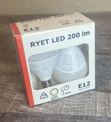 IKEA RYET LED BULB E12 200 Lm 2.2 Watt - 2 Pack - 203.887.31 NEW - Image 1 of 4
