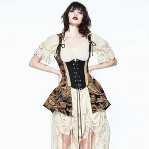 Devil Fashion Damen Shapewear Gothic Steampunk Korsetts Gold Weste Gürtel Bandage - Bild 1 von 10