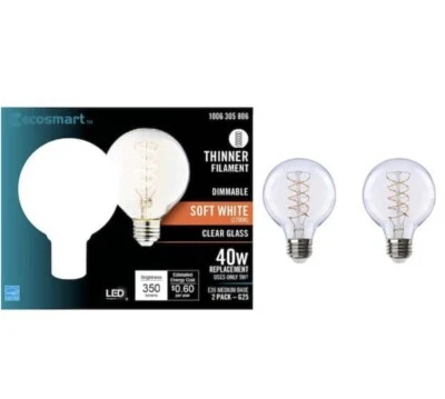 40Watt Equivalent G25 Dimmable Fine Bendy Filament LED Vintage Edison Light Bulb - Image 1 of 4