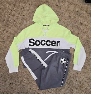 Justice Girls Sweatshirt Jogger Sweatpants Lot Hoodie Soccer Gray L (12/14) - Picture 1 of 7