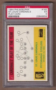 Tarjeta de juego Philadelphia Football #182 1964 de los Cardenales de San Luis PSA 5 - Imagen 1 de 2