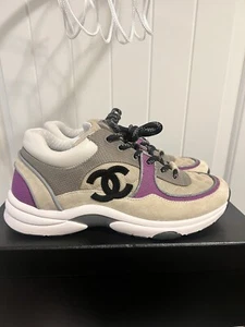 Rare Colorway Chanel 21B Beige Purple Black White Trainer Sneaker 40.5 - Picture 1 of 6