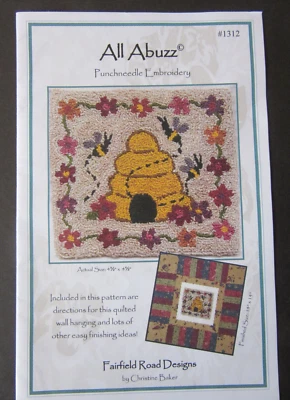 Fairfield Road Designs #1312 ALL ABUZZ beehive Punchneedle pattern - Image 1 of 4