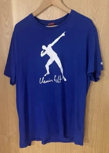 T-Shirt Usain Bolt Puma XXL blau Baumwolle grafischer Druck Leichtathletik Olympische Spiele Jamaika - Bild 1 von 13