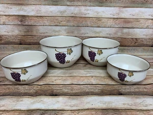 Villa Grande Vineyard Grape Bowls Tabletops Unlimited Set of 4 Enamel Nesting - Picture 1 of 12