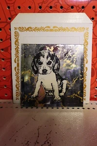 Espejo de carnaval vintage de 1980 cortado a mano premio justo 6x6 Beagle cachorro perro canino - Imagen 1 de 5