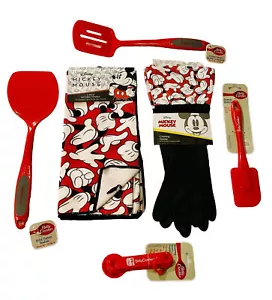 Disney Minnie Mouse Kitchen GLOVES, Microfiber TOWELS + UTENSILS Gift Set -  RED - Picture 1 of 5