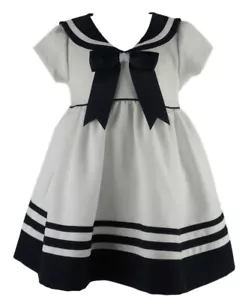 Vestido Bonnie Jean 12 Meses Niñas Marineros Bloomers Blanco Azul Nuevo con Etiquetas - Imagen 1 de 4