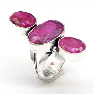 Pink Ruby Ring 925 Sterling Silver Gemstone Ring All Size Jewelry Ring - Picture 1 of 3