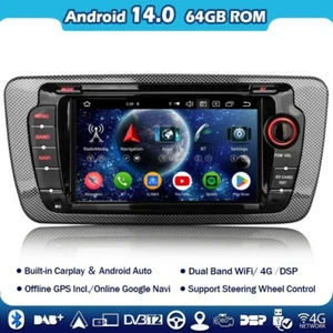 64GB 8-Kern Android 14 DAB+ Autoradio Navi GPS Für Seat Ibiza CarPlay DSP DVR 4G - Bild 1 von 17