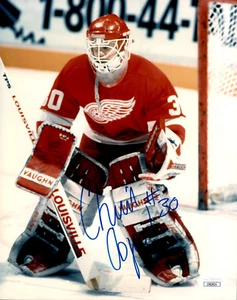 Chris Osgood vollständiger Name signiert Detroit Red Wings Norman James 8 x 10 Foto JSA COA - Bild 1 von 2