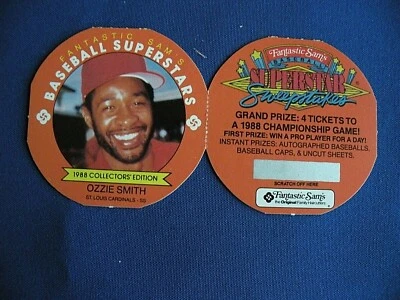 1988 Fantastic Sam's baseball superstars Ozzie Smith St. Louis Cardinals disk 11 - Image 1 of 4