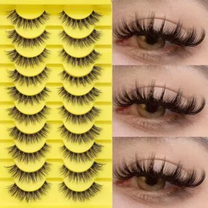10 Pairs 3D Fake Eyelashes Natural Long Wispy Makeup False Lashes Faux Mink - Picture 1 of 6