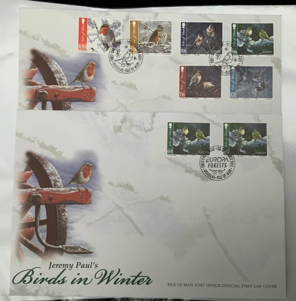 ISLE OF MAN 2011 CHRISTMAS BIRDS EUROPA ISSUE and winter 2 covers + inserts - Image 1 of 1