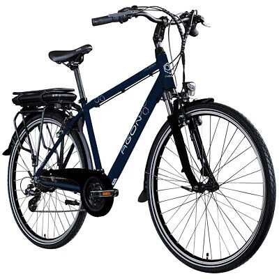 Agon Avesa E Bike Herren Damen 28" Trekkingfahrrad 374 Wh dunkelblau 48cm B Ware - Bild 1 von 4