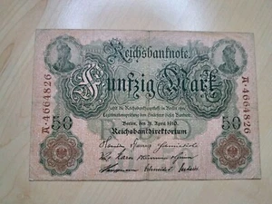 50 Reichsmark Reichsbanknote Berlin German Empire 1910 Papiergeld - Bild 1 von 8
