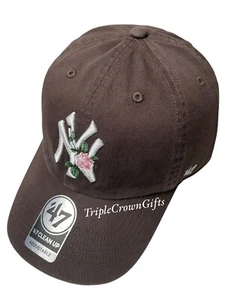MLB New York Yankees ('47 Brand) Pink Thorn Clean Up Hat Brown - Picture 1 of 5