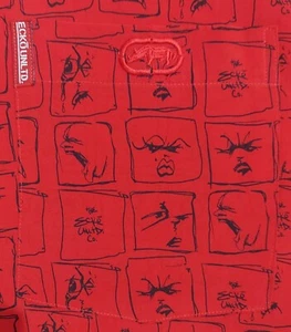 Vintage Shirt Marc Ecko Unltd XXL AOP Faces Button Up Hip Hop Y2K Red 2X - Picture 1 of 8