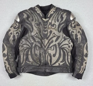 Fieldsheer Black Leather Armored Padded Motorcycle Tribal AOP Jacket Mens L - Picture 1 of 20