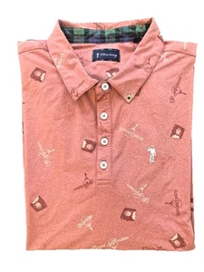 WILLIAM MURRAY Men's Golf Polo XL Burgundy Red St. Andrews Print Short Sleeve - Picture 1 of 14