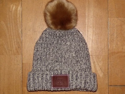 LOVE YOUR MELON Beanie One Size Black White Removable Pom Cuffed Knit Cap Hat - Image 1 of 4