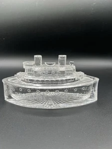 McKee “Remember the Maine” Battleship Glass Candy Dish –Trinket Bowl-Chipped - Picture 1 of 11