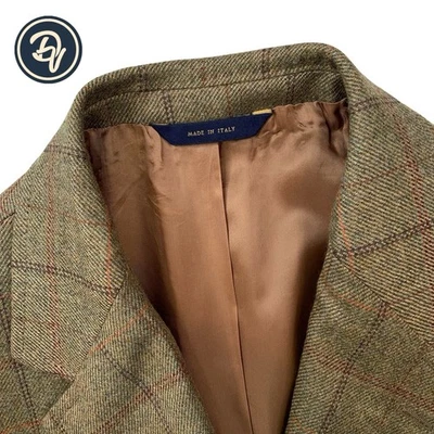 完好! 40 S Brooks Brothers 意大利 Madison Fit 收获棕色窗玻璃粗花呢 — 第 1/4 张图片