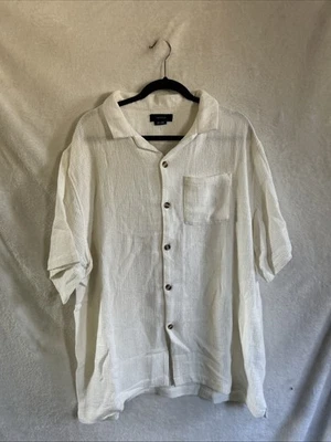 Camisa abotonada de algodón para hombre de lino blanco con bolsillo en el pecho 100 % algodón XXL Foto 1 de 4