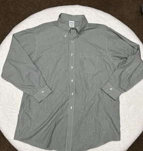 Camisa Oxford Brooks Brothers para Hombres 3XL Camisa a Rayas Verdes Sin Hierro Calce Ajustado - Imagen 1 de 13