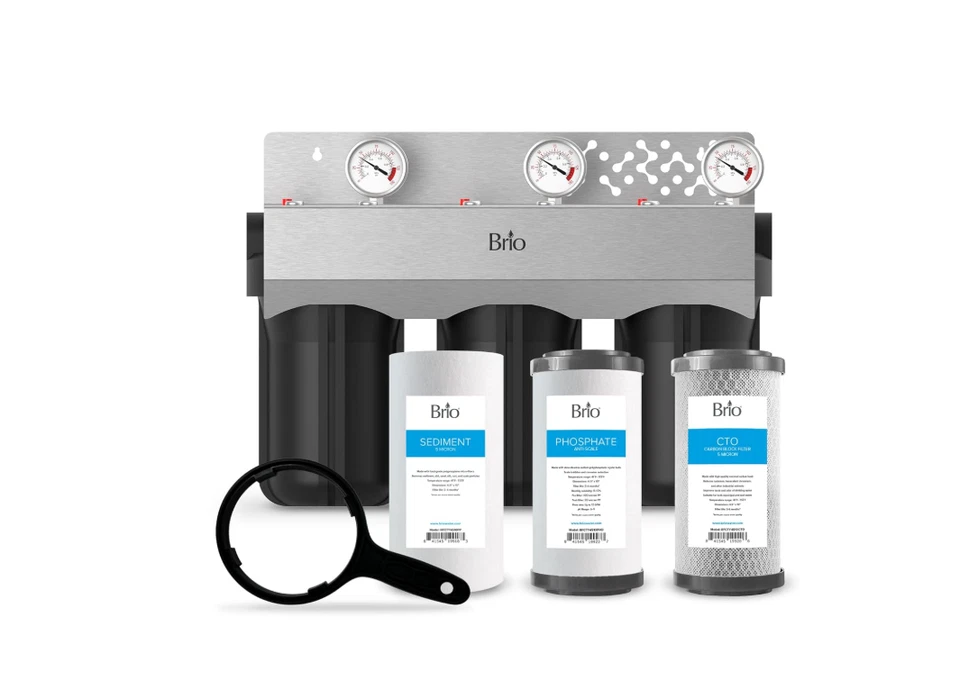 Brio Whole House Water Filter System w/Gauges | 3 Stage Fast-Flow Filtration (Se - Image 1 of 4