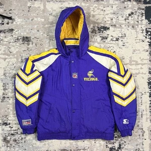 Giacca cappotto vintage starter pro line minnesota vikings full zip cappuccio taglia XL anni 90 Y2K - Foto 1 di 12