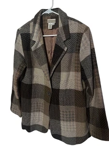 Coldwater Creek braun karierter Blazer Jacke Gr. 10 - Bild 1 von 6