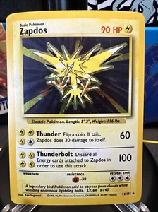 Zapdos 16/102 Base Set WOTC Holo Vintage Rare - Picture 1 of 19