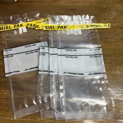 NEW NASCO Whirl-Pak B01040 Sampling Bag Write-On 4 Oz 100ml sterile 100bags