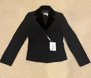 Neu mit Etikett Salvatore Ferragamo eleganter schwarzer Damenblazer aus Wolle und Samt Größe 40 1.480 $ - Bild 1 von 6