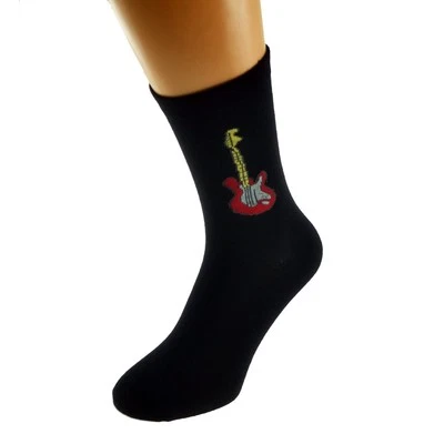 GTR-PRESTIGE GIFTWARE Pair of Red Electric Guitar Music Instrument Woven Socks UK Size 5-12 X6S020