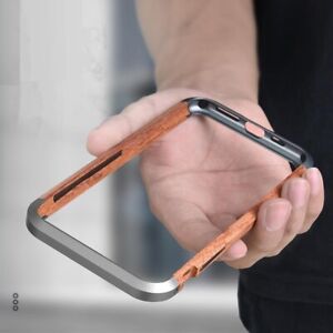 Aluminum Metal Wood Bumper Case For iPhone SE 11 Pro Max X 7 8 XR XS Back Covers