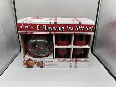 TEA SET * PRIMULA - 5 Pieces: 40 oz. TeaPot, Infuser, 4 Mugs, 3 Jasmine&2 Peach - Image 1 of 4