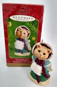  Vtg Hallmark Keepsake Ornament 2001 Granddaughter Victorian Bear with Muff - Picture 1 of 2