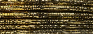 METALLIC GOLD BRASS REPTILE PRINT On Goat Leather 2 skins 9+sqf 1.0mm #B7861 - Picture 1 of 7