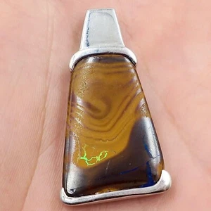 Sterling Silver Natural Boulder Opal Pendant 1.5 inches Tall - Picture 1 of 3