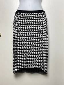 Elle Hi-Low schwarz & weiß Hundezahn Pull-On elastische Taille Rock Größe XS - Bild 1 von 9