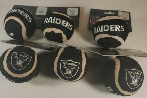 Brand NEW -  NFL Licensed Oakland Raiders Pet Dog Tennis Ball Toy - Lot of 6 Cover
